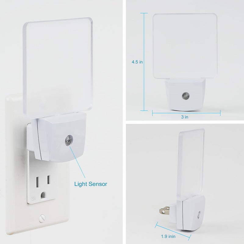 GREENIC LED Night Light Plug in 4 Pack, Dusk to Dawn Photocell Sensor, Nightlights for Bedroom Bathroom Kitchen, Square Design Blue - Image 2